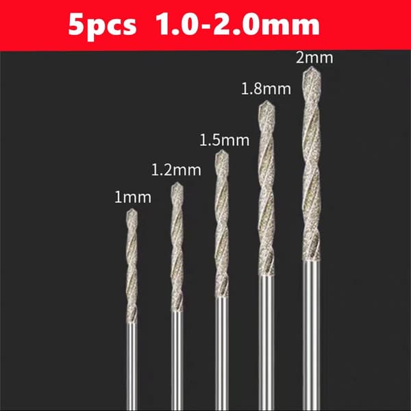 5/10-delt diamantbelagt bor 0,8 mm-4,0 mm mikro HSS spiralbor til fliser, sten, marmor 5 pcs 1.0-2.0 mm