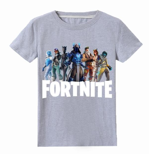 T Shirt med Fortnite Tryck Grå Fäger Storlekar 130 Grå grå