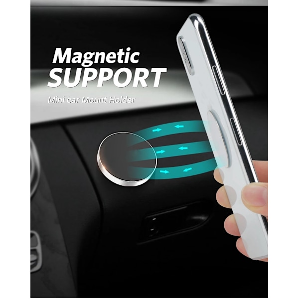 Magnetisk Bilholder Universal Stativ til iPhone Xiaomi Huawei Samsung Dashboardmontering Black
