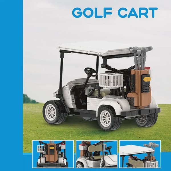 807 st byggstenar golfbilsmodell enkel att använda pullback-action simuleringsfordon modell för barn julklapp Golf cart With BOX
