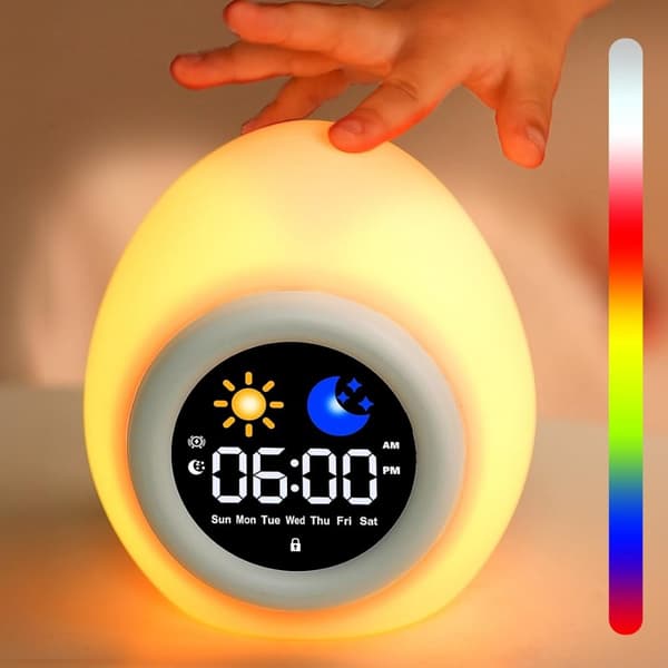 Hvalpformet vækkeur til børn – Søvntræningsur, sød berøringsnatlampe til børneværelset Egg Shape