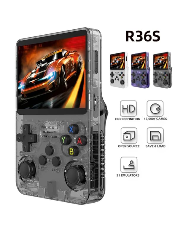 128G R36S Retro Handheld Video Game Console Linux System 3,5 tuuman IPS-näyttö R35s Pro Kannettava Purple 128G