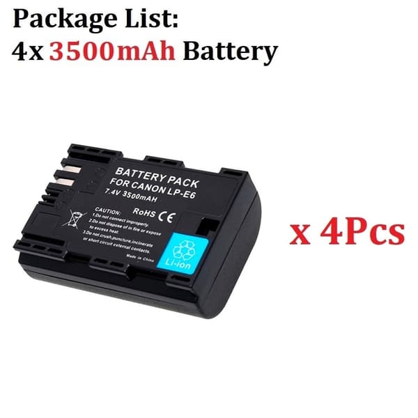 3500mAh LP-E6 LPE6 E6N kamerabatteri til Canon-kameraer til EOS 5D Mark II 2 III 3 6D 7D 60D 60Da 70D 80D 90D DSLR til EOS 5DS 4Pcs