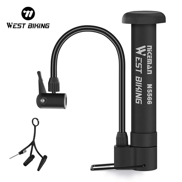 WEST BIKING MTB Cykelpump 80 PSI Manuell Luftpump för Schraderventildäck black