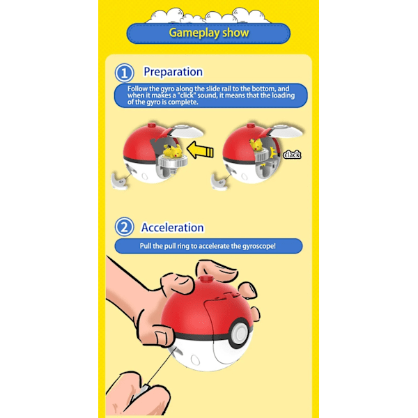 Aidot Lingdong Pokemon Gyro -lelut lasten fantasialle Pikachu Charmander Pull Cord Battle Spinning Combat Täydellinen lahjapaketti Eevee Gyro