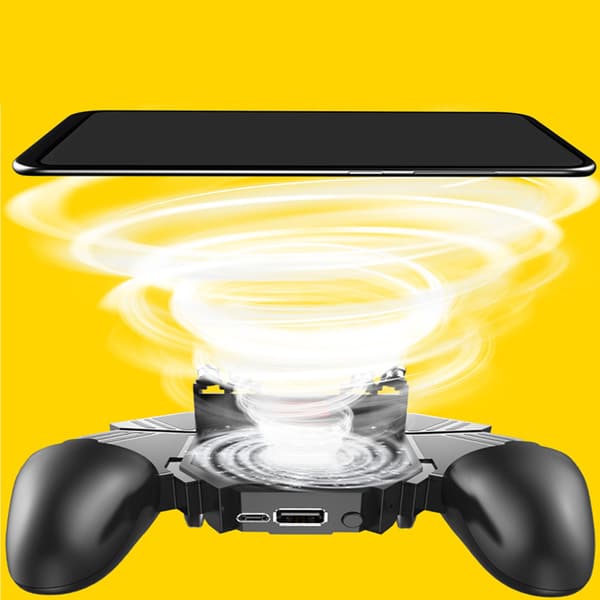AK77 Seksfingers Gamepad Mobil Controller 6 Fingers Med Ventilator Til iPhone Android Shooter Triggers Fire Joystick Gamepad black