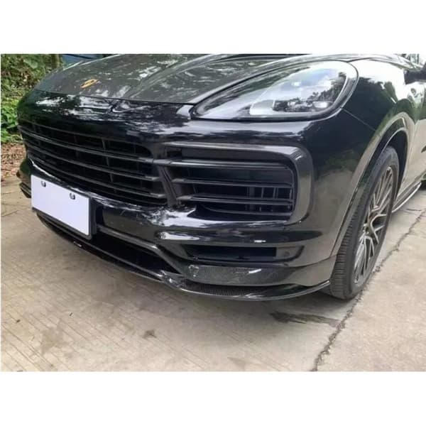 Karosserisats i äkta kolfiber för Porsche Cayenne Coupé 2018-2023 Främre stötfångarläpp, bagageutrymmesdiffusor, sidokjol, spoiler Rear Diffuser