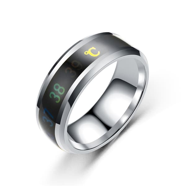 Mode Smart Induktion Temperatur Par Ring Display EKG Temperatur Lovers Ringe Smykker til mænd Kvinder Tilbehør Gaver E Ring Size 12