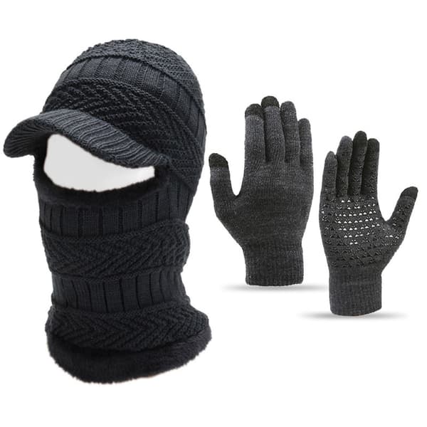 Tjock fleecefodrad vintermössa Scarfhandskar Set - Vindtät kallvädersutrustning för utomhusaktiviteter 1PC Hat