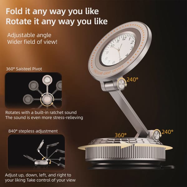 Magnetisk bilhållare med sugkopp, stark magnet, 360° rotation, vikbart fäste magnetic holder
