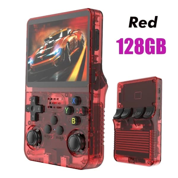 Max 256G Retro Handheld Game Console Linux System 3,5 tuuman IPS-näyttö kannettava taskuvideosoitin 2 Joystick 64G 128G Games R36S Red 128G
