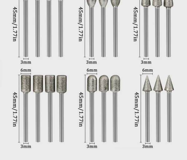 20-delte diamantslibehoveder, mini-bit til roterende boremaskine, værktøj, kværne 20 pcs