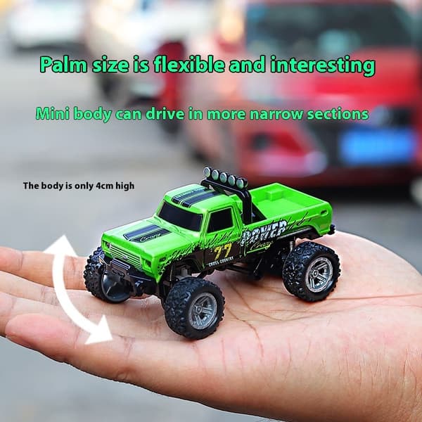 1:64 Speed ​​​​Mini terrängfjärrkontroll Billegering Cool belysning Stötdämpning Bordsdator Tävlingsleksak Liten present yellow