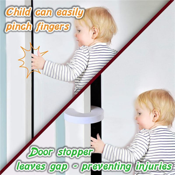 3-pak hvid dørstop til børn - klembeskyttelse