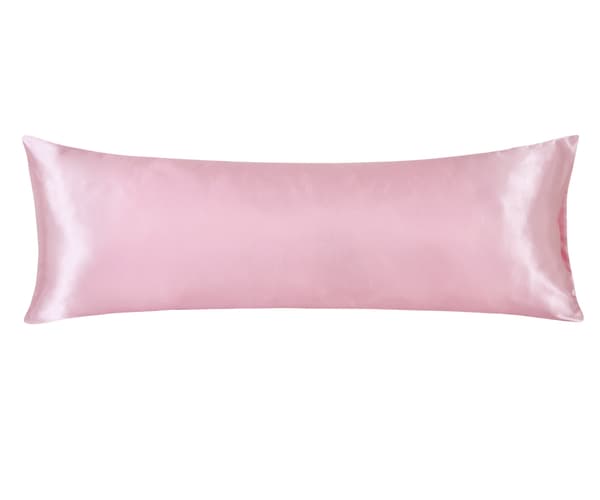 Satinpudebetræk med kuvertlukning – Langt, blødt og åndbart 20x54 tommer, perfekt gave til en god nats søvn Pink