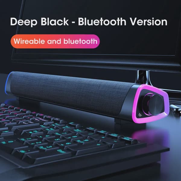 4D Computerhøjttaler Bar Stereolyd Subwoofer Bluetooth Højttaler Til Macbook Laptop Notebook PC Musikafspiller Kablet Højttaler Bluetooth White