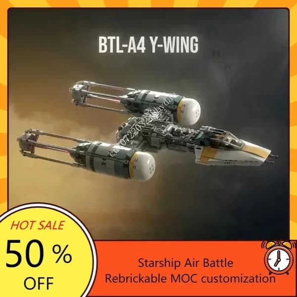 892PCS MOC Space Battle UCS BTL-A4 Y-Wing Gold Squadron Model Custom Pussel Technology DIY Creative Assemble Leksaker Presenter No figure no sticker