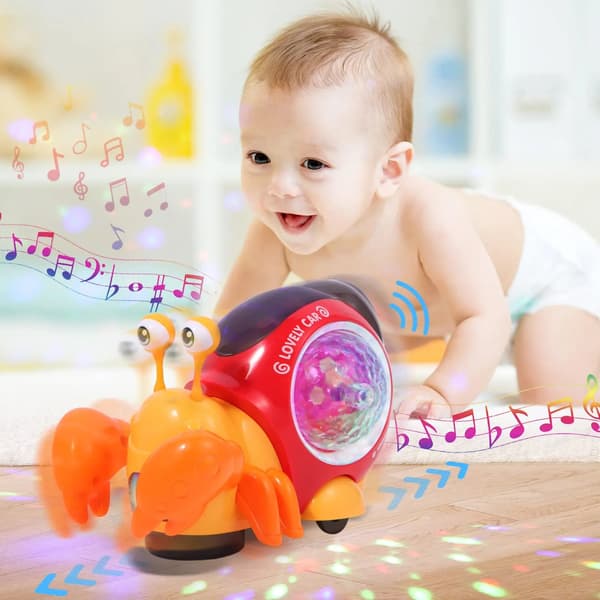 Crawling Dancing Crab Toy for Babies - Glödande musik Light Pet Present för småbarn green