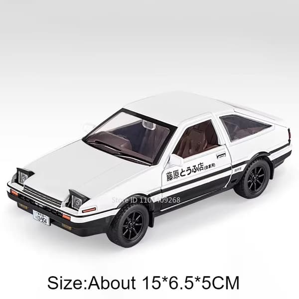 1:30 Skala Initial D AE86 Legetøjsbilmodel Legeringskarosseri Gummidæk Støddæmpning Pull Back Simuleringskøretøjer Drengefødselsdagsgave White