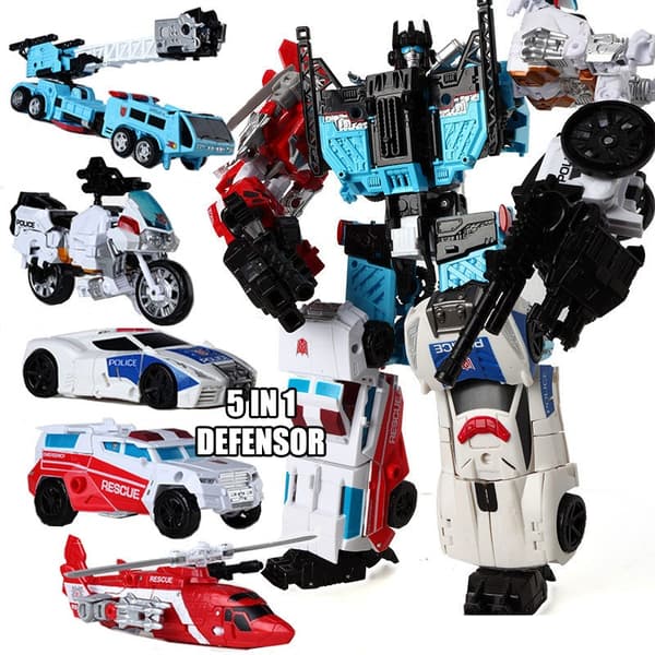 HZX Defensor Bruticus Superion Devastator 5-in-1 6-in-1 Transformation Robot -toimintahahmot 5IN1 Defensor 12"