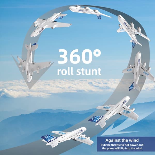 A380 Flygplan Airbus RC Flygplan Skumleksaker 2.4G Glide Fastvingade RTF Flygplan Utomhusleksaker Drönare Modell Lätt Flygande Barnpresent 3CH Red