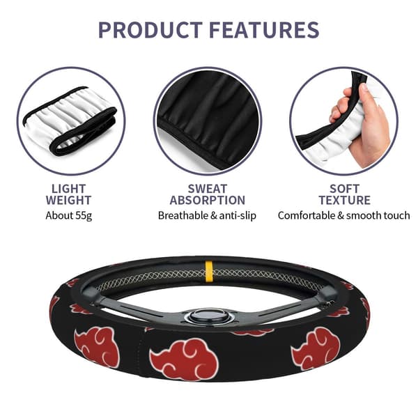 38cm Rattskydd Akatsuki Universella Japan Anime Bildekoration Elastiska Biltillbehör black