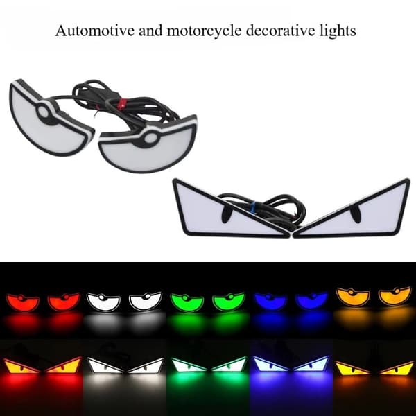 Fin Universal Motorcykel LED Devil Eyes Dynamisk Forlygte Mini Projektor Linse Lampe Motorcykel Tilbehør triangle green a pai