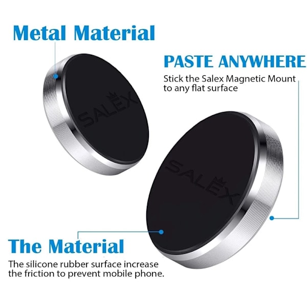 Magnetisk Bilholder Universal Stativ til iPhone Xiaomi Huawei Samsung Dashboardmontering 2Pcs Silver