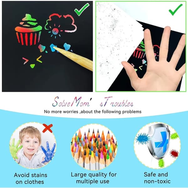 100 STK Rainbow Scratch Mini Notes Pappersblockskort med ritstencil Barn Barn Gör-det-själv Rita Målning Pedagogiska leksaker Presenter 100 Sheets