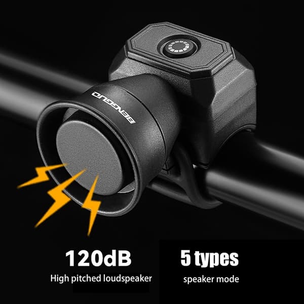 Mini USB-ladattava vedenpitävä sähköpyörän soittokello pyöräilyn turvallisuusvaroitukseen Battery Model Black