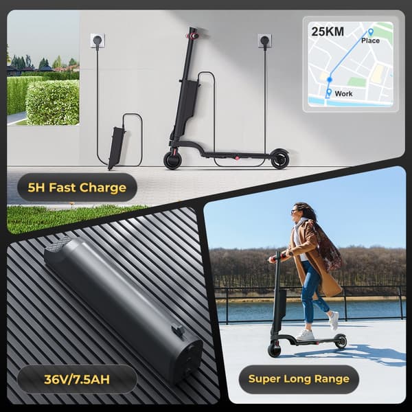 HUANCI X6 Sammenfoldelig 350W El-Scooter 36V 7.5A Smart APP El-Scooter til Voksne 36V 7.5AH