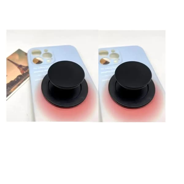 Magnetisk udvidelig ringholder med stativgreb til MagSafe iPhone 15 14 Samsung-telefon black transparent