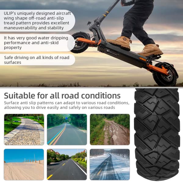 Ulip 9x3.0-5.5 Offroad Solid Slanglöst Däck 9" Punkteringssäkert för 2024 Kukirin G2 Pro Scooter 1Set from EU