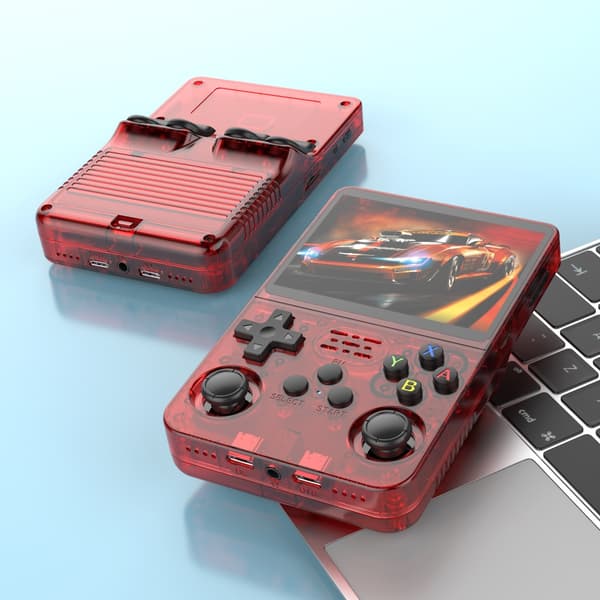 Open Source R36S Retro Handheld Video Game Console Linux System 3,5-tums IPS-skärm Bärbar Ruby Red 64G