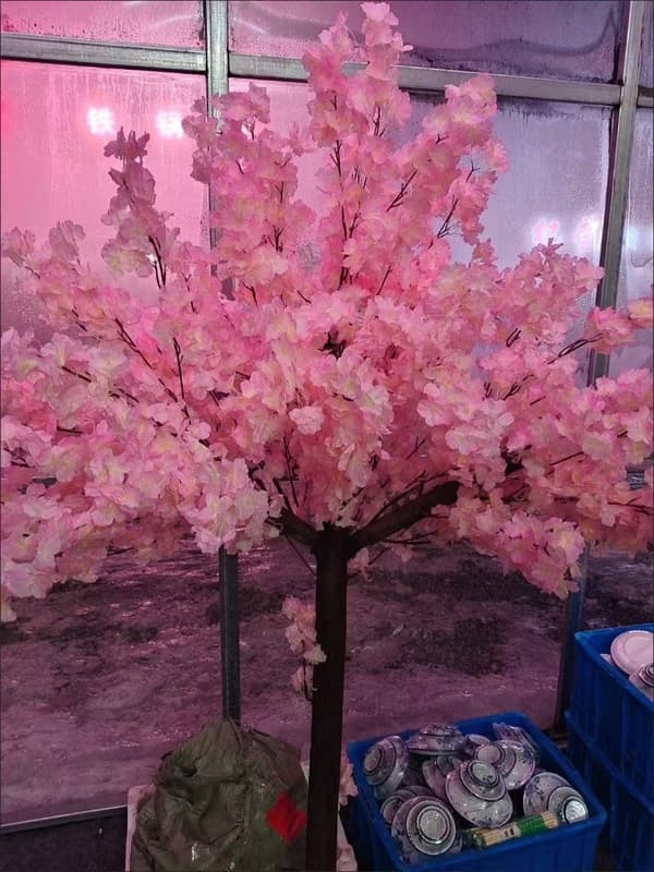 Vit Simulerad Körsbärsblomsträd Bröllopsbåge Set Konstblomma Simulerad Päronblomma Önsketräd Utomhus Golvdekoration Pink Size 4 feet