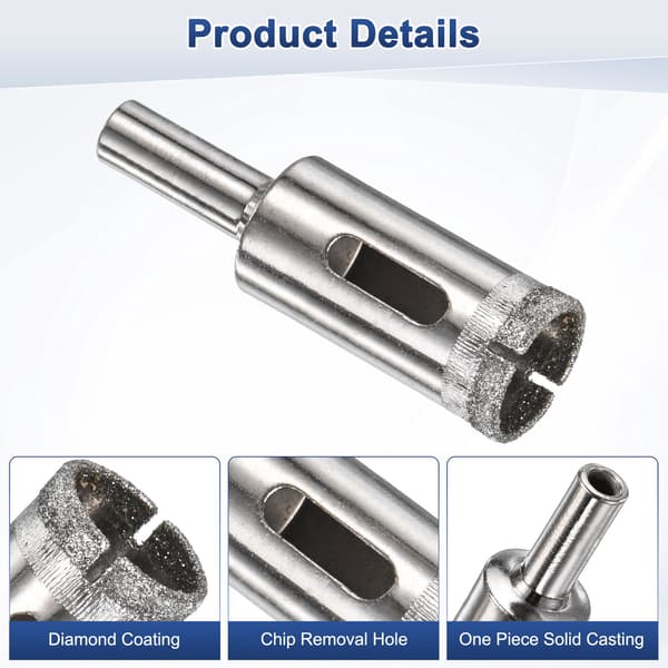 5-delt diamanthulsavbor 3-18 mm glasbor til keramik/marmor/granit 15 mm  Round shank