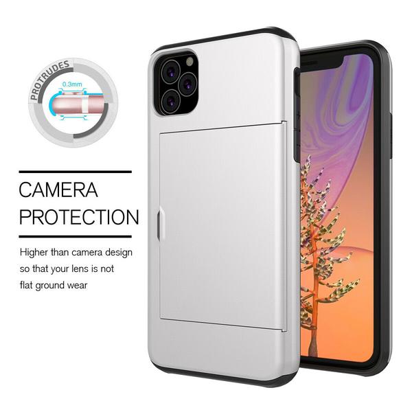 iPhone 11 Pro Shockproof Cover with Card Compartment 5pcs Color - Wallet Silver Till iPhone 11 Pro Silver