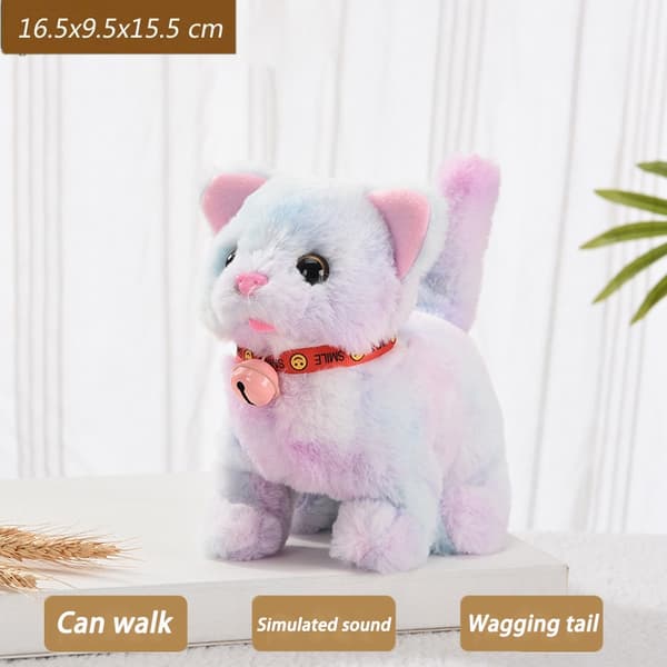 Interactive Walking Kitty Plyschleksak - jamar, viftande svans, nickande huvud - perfekt present till barn Bantam cat Pink