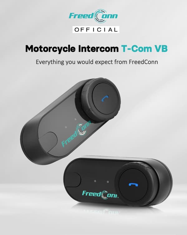 Freedconn Hjälm Bluetooth Headset Grupp Motorcykel Intercom Hörlurar FM Musikdelning Intercom Upp Till 6 Förare T Com VB VB-One Set