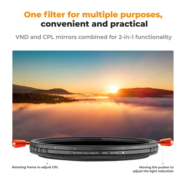 ND CPL 2-i-1 filter 37-82 mm CPL ND-filter variabelt ND CPL multifunktionsfilter ND2 ND32 67 mm 82 mm VND-filter ND2-32 CPL C-serien 82mm