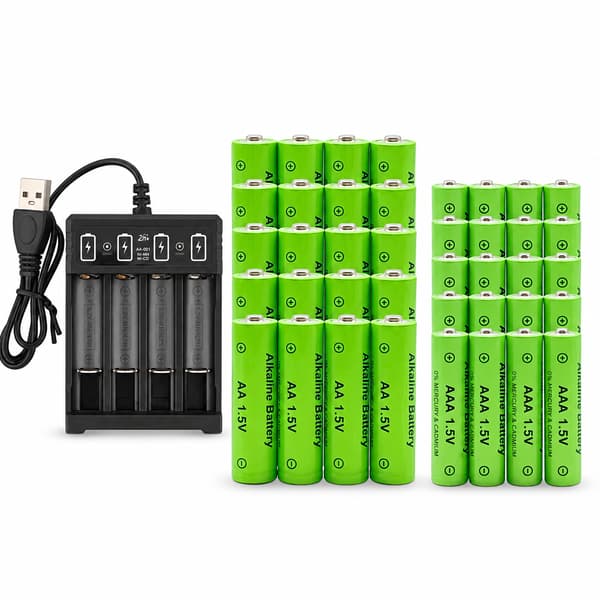 Originalt genopladeligt batteri 1,5V AA9800mAh+AAA8800mAh+Oplader til computerurradio Videospil Digitalkamera AA AAAbatteri 8PCS 8PCS-Charger