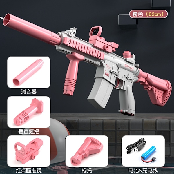 Elektrisk högtrycksvattenpistol M416 - Utomhuslek för barn och vuxna pink