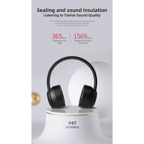 Multifunktionelt bærbart, foldbart, hovedmonteret, trådløst Bluetooth 5.0-headset til Bluetooth-forbindelse med TF-kort og kabelforbindelse Blue