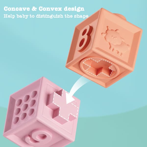Mjuka byggstenar för småbarn - 12/6/3 st Montessori Stacker Cube Badleksaker för tidig utbildning 6pcs