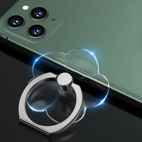 360° kääntyvä kirkas sormuspuhelinteline, jossa on pidike ja pidike iPhone-koteloille Rectangular