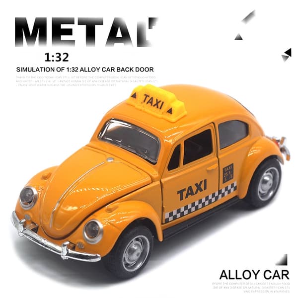 1:32 Beetle legeringsbil støbt metal klassisk legetøjsmodel med pull-back-funktion til børnegaver A931 Black white With box