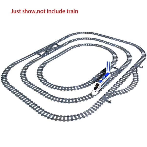 MOC City Train Rail Crossing Tracks Set Stud Gap Triple Switch Tegelstenar Byggstenar Tekniska Enlighten Leksaker för barn C
