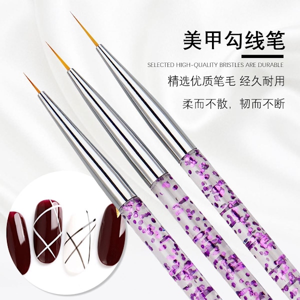 3 delar professionella nagelborstar nailpenslar nagelkonst Lila Lila