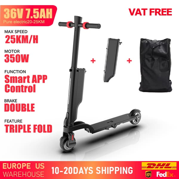 HUANCI X6 Sammenfoldelig 350W El-Scooter 36V 7.5A Smart APP El-Scooter til Voksne 36V 7.5AH