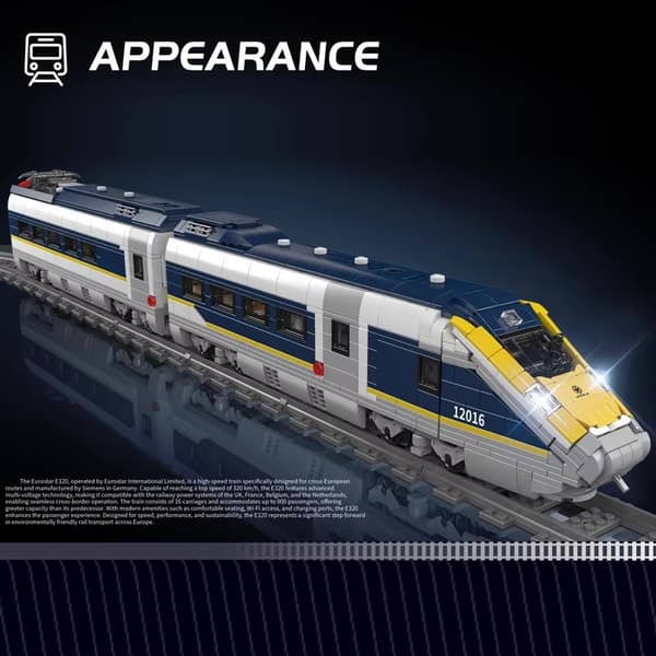 Technical Train Series British Express Passager Train E320 Building Blocks APP RC Højhastighedstog Legetøj til børn Gaver 12016